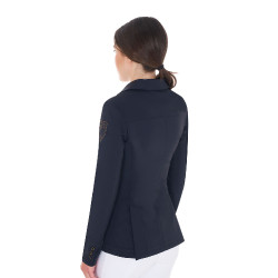 Casaco de competição feminino com logotipo bordado contrastante Equestro Blazer marinho Azul-marinho