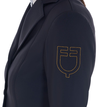 Casaco de competição feminino com logotipo bordado contrastante Equestro Blazer marinho Azul-marinho