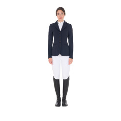 Casaco de competição feminino com logotipo bordado contrastante Equestro Blazer marinho Azul-marinho