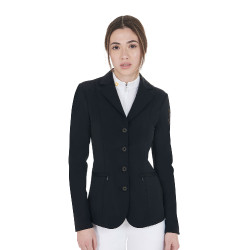 Casaco de competição feminino com logotipo bordado contrastante Equestro Preto