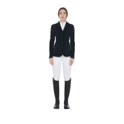 Casaco de competição feminino com logotipo bordado contrastante Equestro Preto