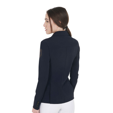 Casaco de competição feminino com logotipo bordado contrastante Equestro Marinho Azul-marinho Casaco de competição feminino com logotipo bordado contrastante Equestro Marinho Azul-marinho