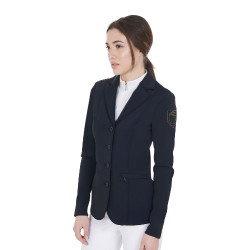 Casaco de competição feminino com logotipo bordado contrastante Equestro Marinho Azul-marinho Casaco de competição feminino com logotipo bordado contrastante Equestro Marinho Azul-marinho