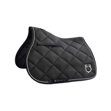 Almofada de sela para salto em algodão com debruns e logotipo Diamond Equestro Cinzento