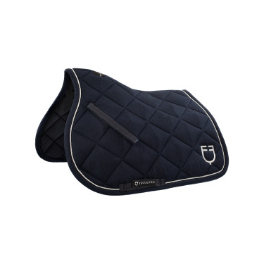 Almofada de sela para salto em algodão com debruns e logotipo Diamond Equestro Marinho Azul-marinho
