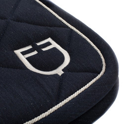 Almofada de sela para salto em algodão com debruns e logotipo Diamond Equestro Marinho Azul-marinho