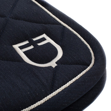 Almofada de sela para salto em algodão com debruns e logotipo Diamond Equestro Marinho Azul-marinho