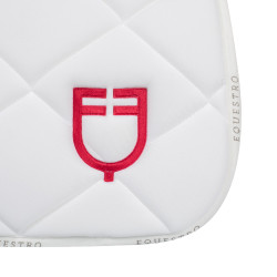 Sela de salto com logotipo multicolorido GP Equestro Branco / branco / vermelho papoula Sela de salto com logotipo multicolorido GP Equestro Branco / branco / vermelho papoula