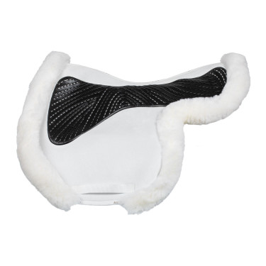 Almofada de salto Numnah com aderência em gel dos dois lados e borda completa em lã de carneiro Acavallo Branco / branco Almofada de salto Numnah com aderência em gel dos dois lados e borda completa em lã de carneiro Acavallo Branco / branco