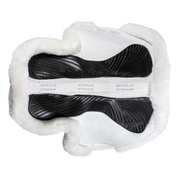 Almofada de salto Numnah com aderência em gel dos dois lados e borda completa em lã de carneiro Acavallo Branco / preto