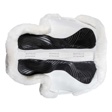 Almofada de salto Numnah com aderência em gel dos dois lados e borda completa em lã de carneiro Acavallo Branco / branco Almofada de salto Numnah com aderência em gel dos dois lados e borda completa em lã de carneiro Acavallo Branco / branco