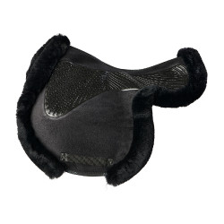 Almofada de salto Numnah com aderência em gel dos dois lados e borda completa em lã de carneiro Acavallo Preto / preto