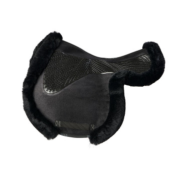 Almofada de salto Numnah com aderência em gel dos dois lados e borda completa em lã de carneiro Acavallo Preto / preto Almofada de salto Numnah com aderência em gel dos dois lados e borda completa em lã de carneiro Acavallo Preto / preto