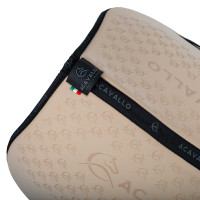 Tapete de salto em lycra com aderência em gel e parte inferior em fibra de bambu Acavallo Areia / preto Amarelo