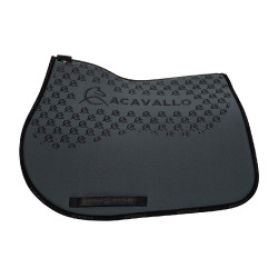 Tapete de salto em lycra com aderência em gel e parte inferior em fibra de bambu Acavallo Fumo dourado / preto Cinzento