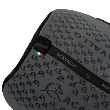 Tapete de salto em lycra com aderência em gel e parte inferior em fibra de bambu Acavallo Fumo dourado / preto Cinzento