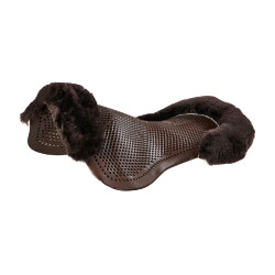 Amortecedor de gel para pônei com recorte e borda em pele de carneiro Classic Acavallo Castanho / castanho