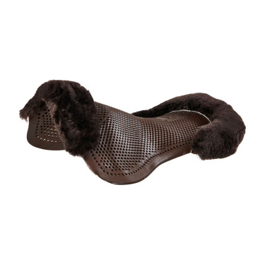 Amortecedor de gel para pônei com recorte e borda em pele de carneiro Classic Acavallo Castanho / castanho