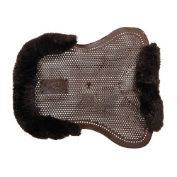 Amortecedor de gel para pônei com recorte e borda em pele de carneiro Classic Acavallo Castanho / castanho