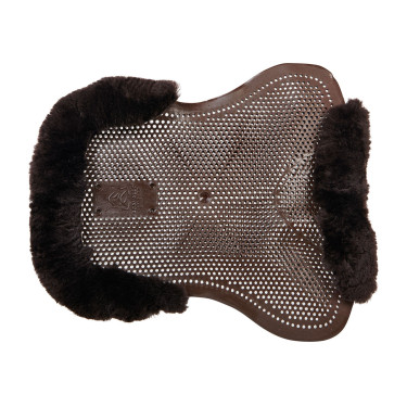 Amortecedor de gel para pônei com recorte e borda em pele de carneiro Classic Acavallo Castanho / castanho