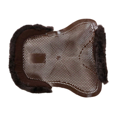Amortecedor de gel para pônei com recorte e borda em pele de carneiro Classic Acavallo Castanho / castanho