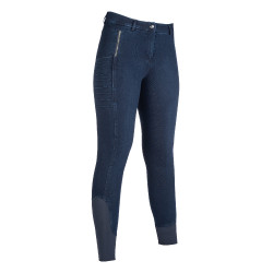 Calça feminina Aruba Denim com fundo 1/1 em silicone HKM Azul escuro