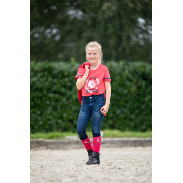 Calça infantil Aymee Denim com reforços de silicone HKM Calça infantil Aymee Denim com reforços de silicone HKM