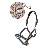Conjunto de cabresto com mosquetão Kopenhagen HKM Azul escuro