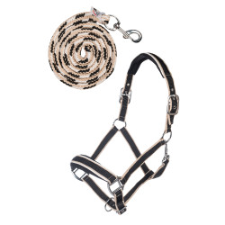 Conjunto de cabresto com mosquetão Kopenhagen HKM Preto Conjunto de cabresto com mosquetão Kopenhagen HKM Preto