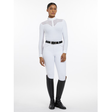 Polo de competição Emily LeMieux de mangas compridas Branco Polo de competição Emily LeMieux de mangas compridas Branco