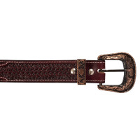Cinto Western Gravado com Fivela de Cobre e Zinco Pool's Castanho escuro Cinto Western Gravado com Fivela de Cobre e Zinco Pool's Castanho escuro