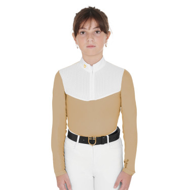 Camisa de competição Feminina de Manga Comprida com Zíper e Malha Equestro Camisa de competição Feminina de Manga Comprida com Zíper e Malha Equestro