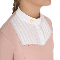 Polo de competição feminino com strass Equestro Camafeu rosa Polo de competição feminino com strass Equestro Camafeu rosa