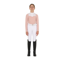 Polo de competição feminino com strass Equestro Camafeu rosa Polo de competição feminino com strass Equestro Camafeu rosa
