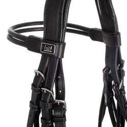 Bridão de Dressage Duplo com Testeira Redonda Supreme Preto