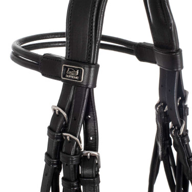 Bridão de Dressage Duplo com Testeira Redonda Supreme Preto
