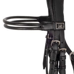Bridão de Dressage Duplo com Testeira Redonda Supreme Preto