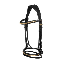 Bridão Inglês com Clincher e Rédeas de Borracha Supreme Preto