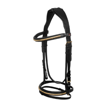 Bridão Inglês com Clincher e Rédeas de Borracha Supreme Preto