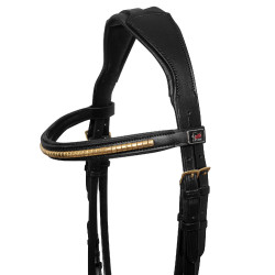 Bridão Inglês com Clincher e Rédeas de Borracha Supreme Preto