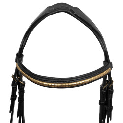 Bridão Inglês com Clincher e Rédeas de Borracha Supreme Preto