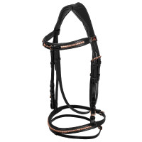 Bridão Inglês com Decoração de Embocadura Rose Gold Supreme Preto