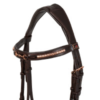 Bridão Inglês com Decoração de Embocadura Rose Gold Supreme Castanho Bridão Inglês com Decoração de Embocadura Rose Gold Supreme Castanho