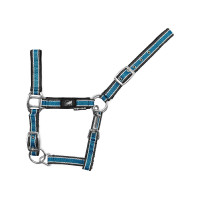 Cabresto para Potro em Nylon Bicolor Ajustável com Mosquetão Supreme Marinho / branco / turquesa Multicolor Cabresto para Potro em Nylon Bicolor Ajustável com Mosquetão Supreme Marinho / branco / turquesa Multicolor