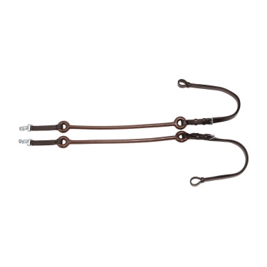 Rendas Elásticas de Couro com Tiras de Borracha Umbria Equitazione Castanho escuro