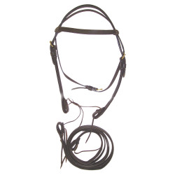 Bridão Western em Couro Duplo com Rédeas Lakota Castanho escuro