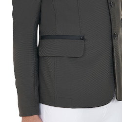 Casaco de competição masculino em tecido elástico com bolsos com zíper Equestro Cinzento
