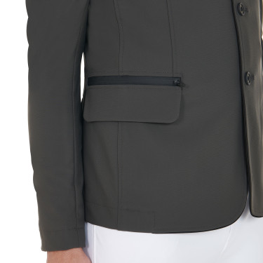Casaco de competição masculino em tecido elástico com bolsos com zíper Equestro Cinzento