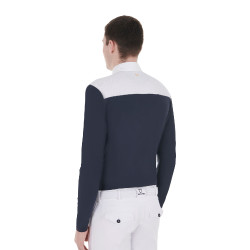 Polo de concurso Masculino de Manga Longa com Botões Equestro Blanco / blazer marinho Azul-marinho
