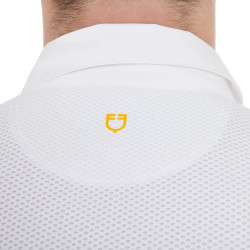 Polo de concurso Masculino de Manga Longa com Botões Equestro Branco / branco